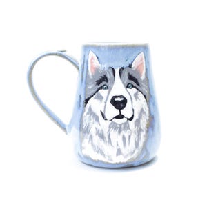 Siberian Husky Periwinkle Keramik Hundebecher: Handbemalte Keramik aus Texas
