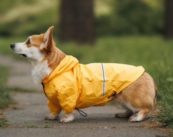 Chubasquero impermeable para corgis – Chaqueta a medida para perros de patas cortas – Abrigo reflectante y ligero – Ropa para corgis galeses