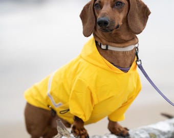 Dachshund Waterproof Dog Raincoat, Custom Fit Long Body Dog Jacket, Reflective, Lightweight Rain Coat for Sausage Dogs, Dachshund Gifts