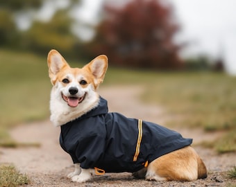 Impermeable a medida para Corgi – Abrigo elegante para perros de patas cortas – Ropa reflectante y cómoda para perros – Ropa para Corgi Galés