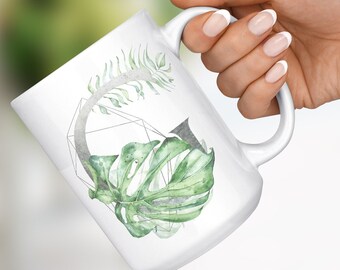 Mug à café personnalisé tropical Leaves pour sa tasse à café Cadeau de douche nuptiale pour ami Cadeau pour maman Mug Girl Idée cadeau pour sa petite amie