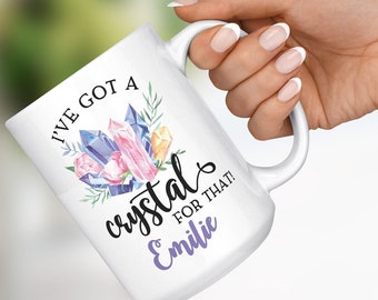 J’ai un cristal pour cette tasse à café personnalisée pour elle - Good Vibes Ceramic Mug Crystal Lover Gift - Witch Mug Celestial Gift for Healer