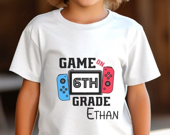 Game On Back-to-School T-Shirt for Kids | Video Game Console Design | Personalized Toddler & Youth Sizes | 8 Colors | 1st-6th Grade Gamer