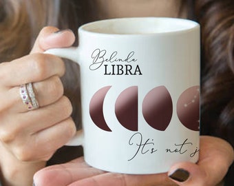 Zodiac Moon Phases Mug à café personnalisé pour elle - Signe astrologique Mug en céramique Crystal Lover Gift - Witch Mug Celestial Gift for Healer-Mugs