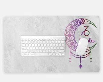 Personalized Moon Crescent Desk Cushion Pad Desk Accessories - Custom Astrology Sign Desk Pad For the Home - Desk Mat Large Mouse Pad Gift