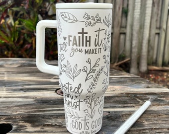 40oz Tumbler Christian, Faith Tumbler, Christian Tumbler with Handle, Christian Cup, Faith Cup,Jesus Tumbler 40oz,Religious Gift Bible Verse