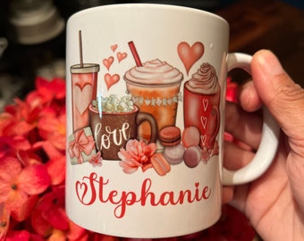 Personalisierte Valentinstag-Kaffee-Tasse, Liebes-Kaffee-Tasse, Kaffee-Liebhaber-Becher, Valentinstag-Geschenk, Geschenk für Frau, Geschenk für Freundin
