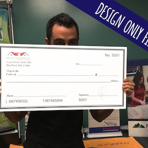 Giant Check DESIGN ONLY template -Oversize Check 12x24&quot;, 18x36&quot; or 24x48&quot; -Novelty Check -Presentation Check -Big Check -Charity Checks