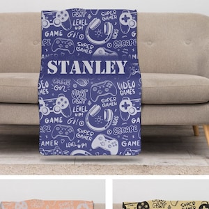 Personalized Gamer Blanket Gifts for Gamers Fleece Blanket - Video Game Gifts Gaming Blanket Gift for Teens - Gamer Room Decor Gift for Son