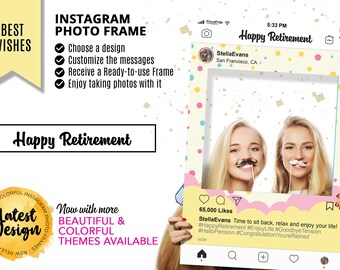 Retirement Party Decorations - Retirement Sign - Instagram Frame - Photo Booth Prop - Happy Retirement - Retirement Party Ideas