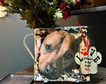 Dog Memorial Gift Slate, Pet Memorial Gift, Dog Remembrance Rock, Pet Photo Rock Slate Pet, Pet Memorial Rock Slate,in Memory of a Pet Slate