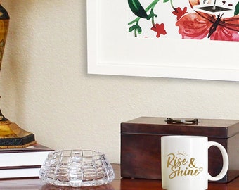 Personalized coffee mug - Rise and shine - Mug with Sayings - Morning Inspiration