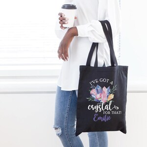 Personalized Crystal Tote Bag Gift for Her-Crystals Tote Bags Gift for Friend-Custom Tote Bag Market Tote Crystal Bag-Boho Chic Gift for Mom image 3