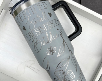 Just a Girl Boss Building Her Empire Tumbler, Certified Small Business Baddie Tumbler, 40oz Tumbler with Handle and Straw, Boss Babe Gift