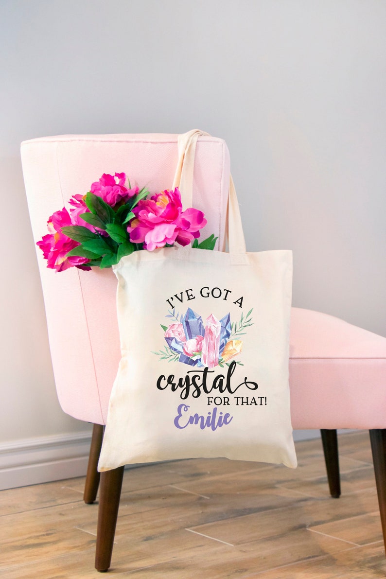 Personalized Crystal Tote Bag Gift for Her-Crystals Tote Bags Gift for Friend-Custom Tote Bag Market Tote Crystal Bag-Boho Chic Gift for Mom image 1