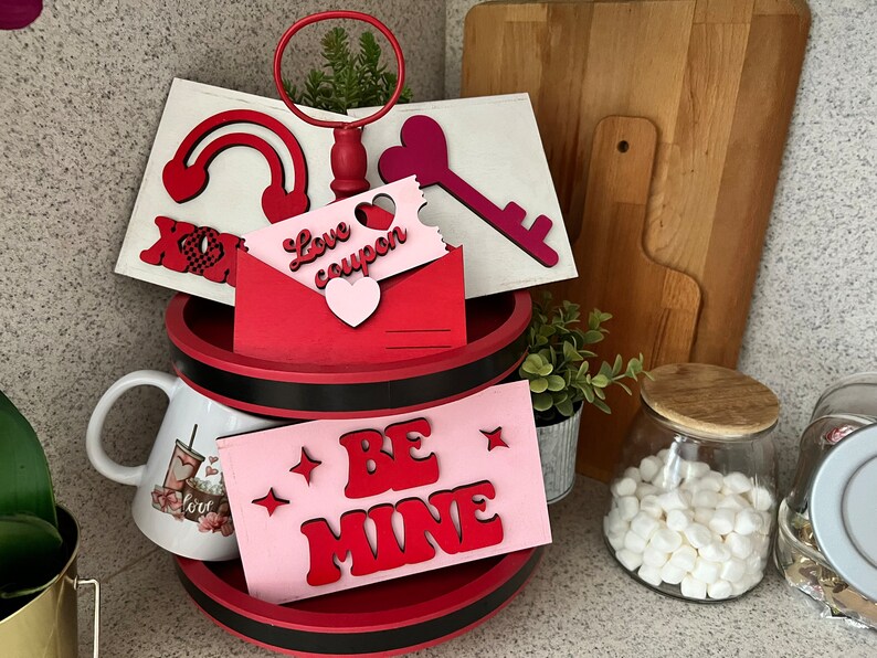 BUNDLE // Valentine's Day Tier Tray Decor, Valentine's Day Signs, Tier Tray Decor, Valentine's Day Tiered Tray Decorations, Valentine Signs