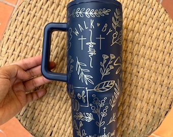 40oz Tumbler Christian, Faith Tumbler, Christian Tumbler with Handle, Christian Cup, Faith Cup,Jesus Tumbler 40oz,Religious Gift Bible Verse