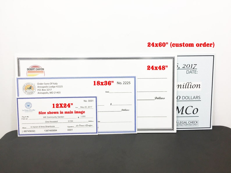Cheque gigante gran tamaño novedad de cheque impreso de Etsy