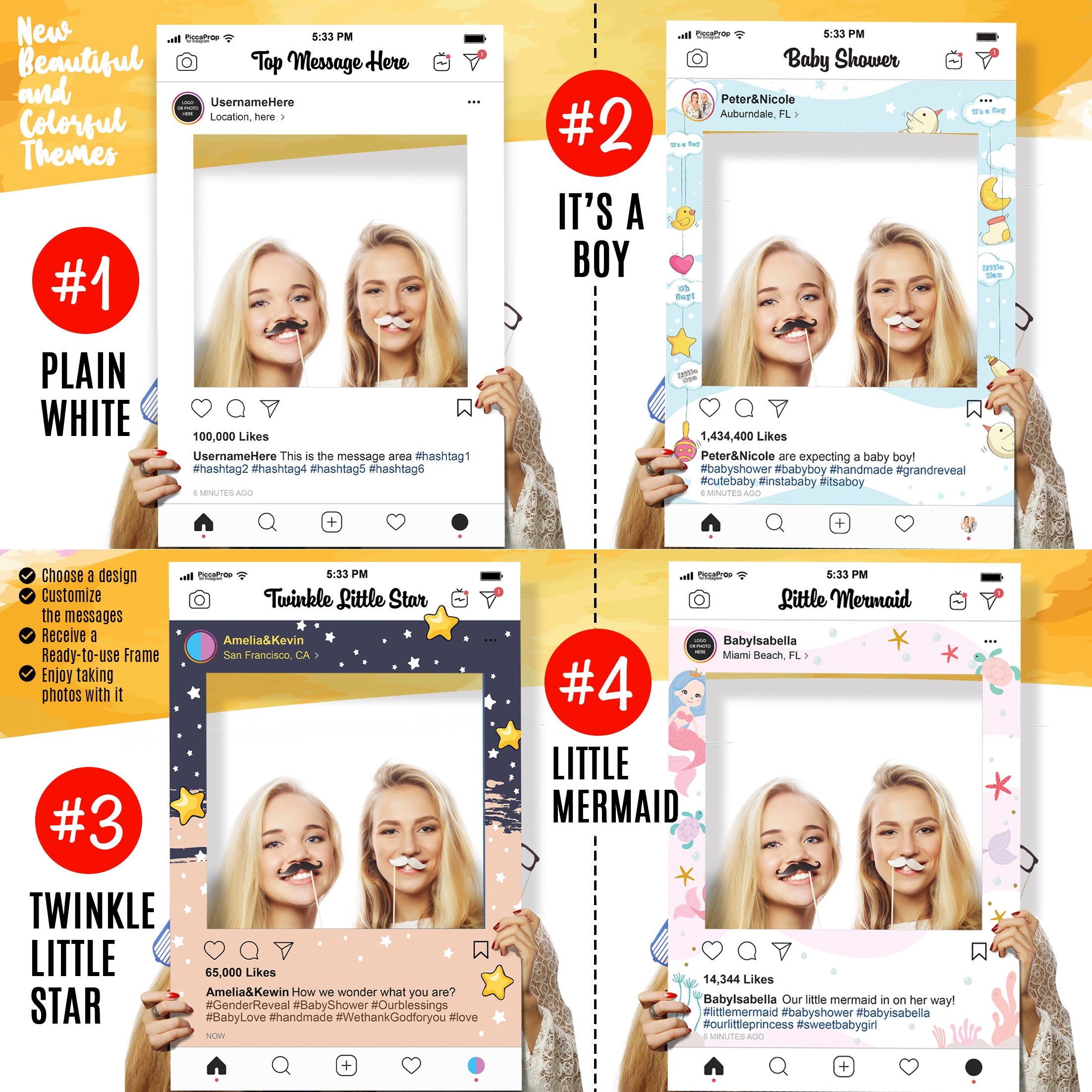 Instagram Frame Photo Booth Prop fully printed & Etsy