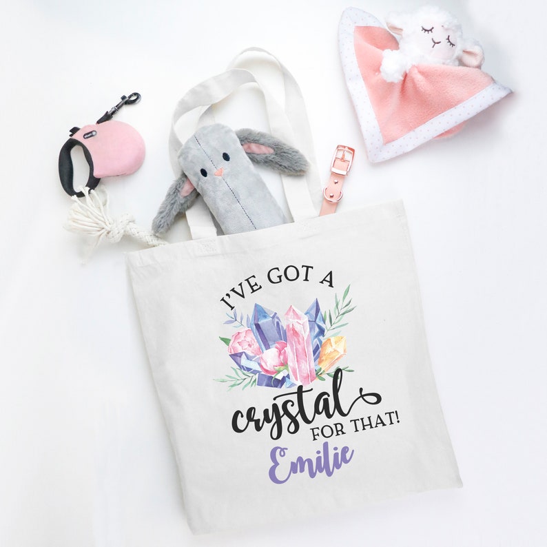 Personalized Crystal Tote Bag Gift for Her-Crystals Tote Bags Gift for Friend-Custom Tote Bag Market Tote Crystal Bag-Boho Chic Gift for Mom image 2