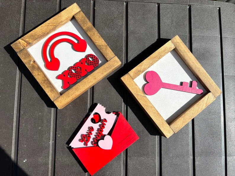 BUNDLE // Valentine's Day Tier Tray Decor, Valentine's Day Signs, Tier Tray Decor, Valentine's Day Tiered Tray Decorations, Valentine Signs