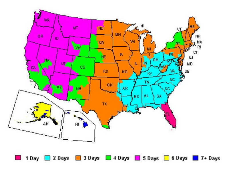 Map grind. States map with timezone.