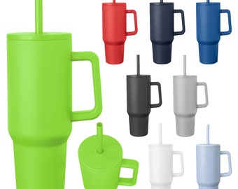 40 Unzen Becher mit Griff, Edelstahlbecher Travel Dupe Style, großer Reisebecher, doppelwandige Vakuumreise, Dupe Tumbler Spill Resistant