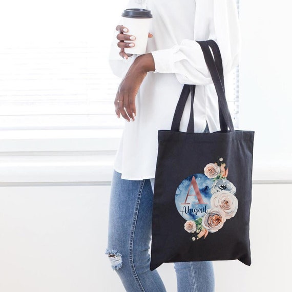 Personalized Floral Moon Tote Bag Gift for Her- Moon Tote Bags Gift for Friend- Custom Tote Bag Market Tote Moon Bag- Boho Chic Gift for Mom Il_570xn