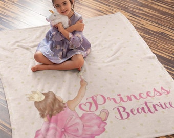 Cadeau de couverture de princesse personnalisé pour fille - Grand cadeau de couverture personnalisé en peluche pour fille - couverture monogrammée - cadeau de couverture pour tout-petit pour enfants