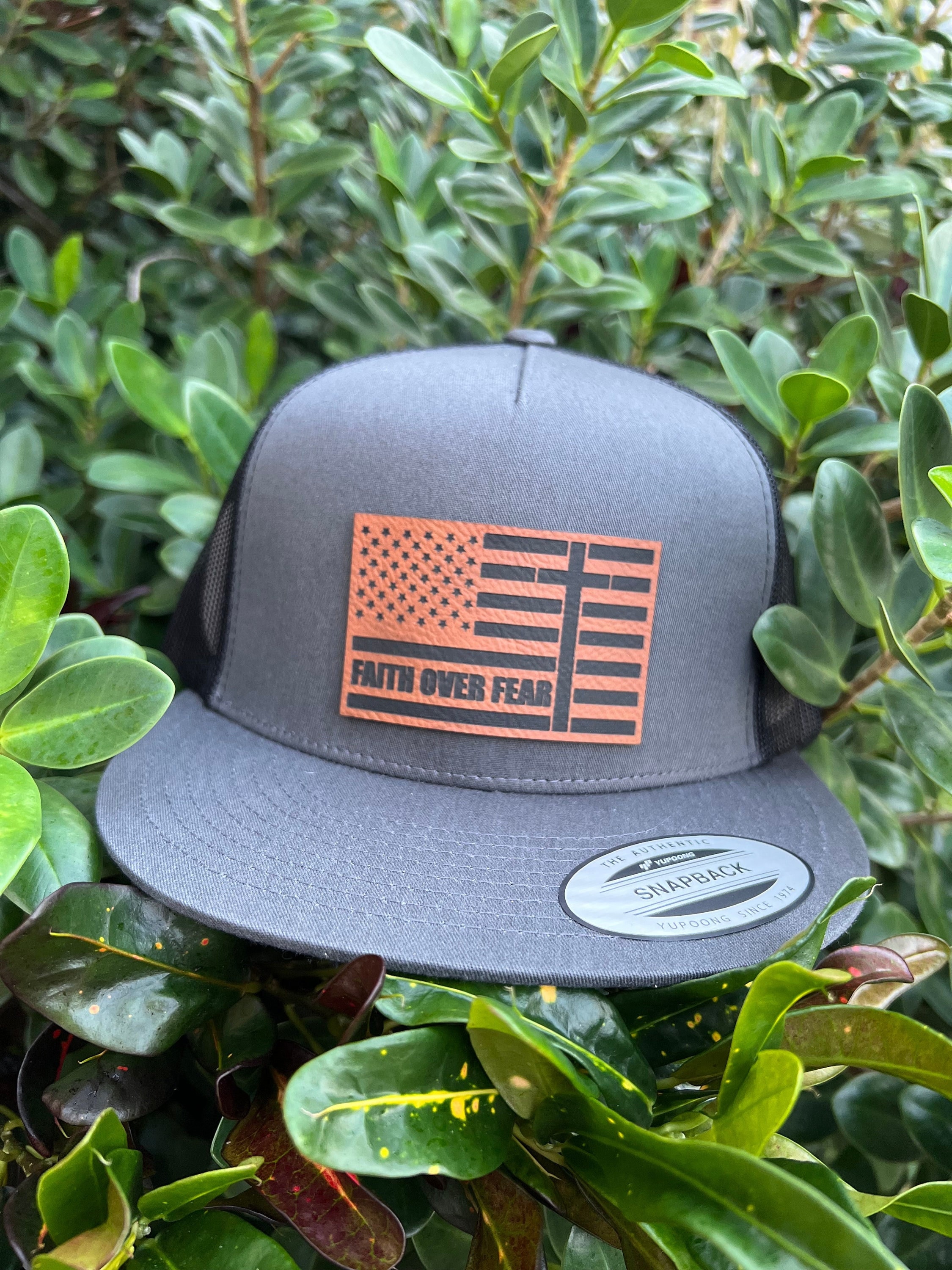 Faith Over Fear, Christian Hat for Men, Gifts for Men, Men's trucker hat, men's jesus hat, religious hat, Man of God, Leather Patch