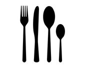 Kitchen Svg Silverware Svg Fork Svg File Spoon Svg Dinner Svg Silverware Dxf Fork Dxf Spoon Dxf Silverware Knife Svg, Silhouette