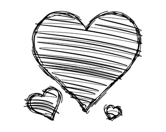 Scribble Heart Svg Etsy
