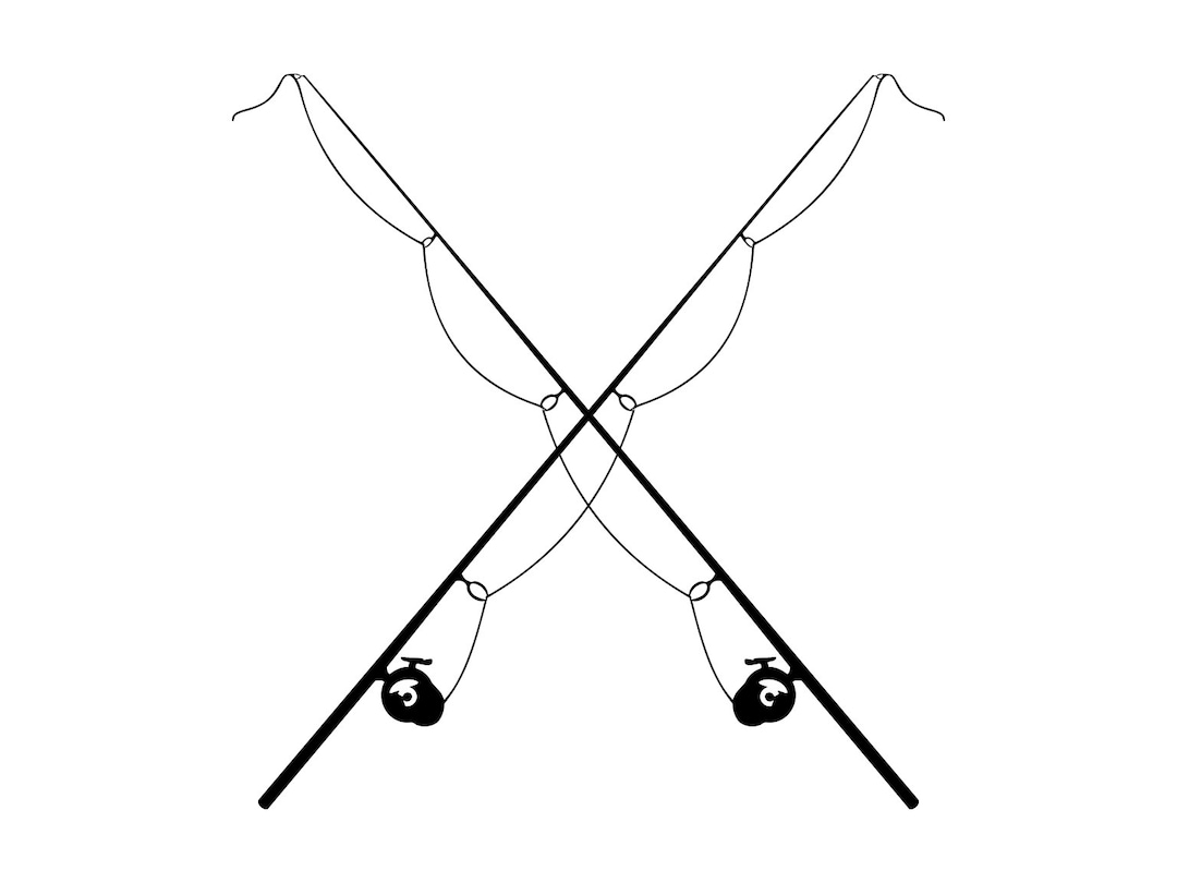 crossed fishing pole silhouette Fishing Rod SVG: Pole Clipart, Reel PNG, Cut File (digital Download)