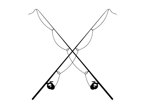 Fishing Rods Svg, Fishing Pole Svg, Fishing Clipart, Cut File Dxf