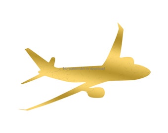 Gold Plane Clipart: Metallic Foil Image (Digital Download)
