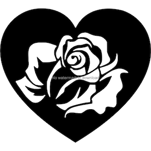 Heart Rose Svg Cutting File, Heart Rose Engrave Svg, Heart Rose Svg Cut File, Heart Rose Files For Silhouette, Heart Rose Valentine Image