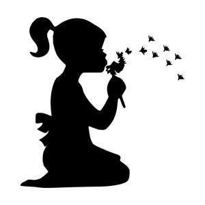 Little Girl Svg Girl Child Svg Dandelion Silhouette Cutting File Clipart Svg Dxf Png Art Cnc Laser Cut File Tshirt Vector Clip Art