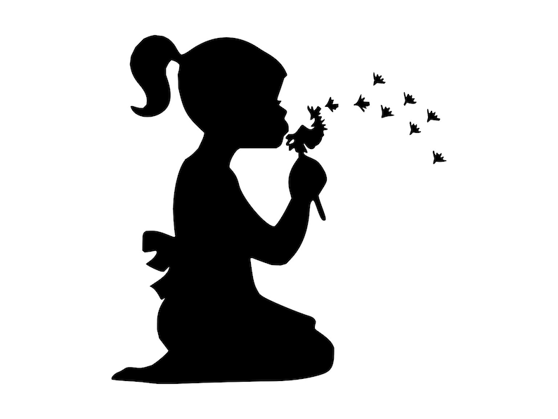 Download Little Girl Svg Girl Child Svg Dandelion Silhouette Cutting | Etsy