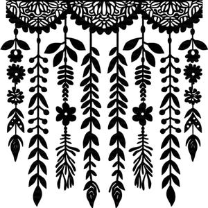 Elegantes schwarzes Blumendesign mit Spitzenmotiv zum sofortigen Download - Perfekt für Sublimations- und Clip Art-Projekte