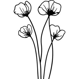 Elegante minimalistische papaverbloem clipart voor sublimatieontwerp - Instant download voor creatieve projecten