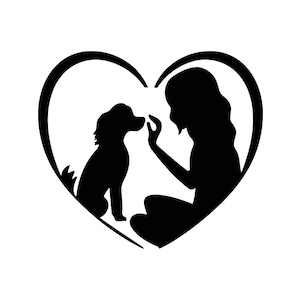 Een meisje en haar puppy verpakt in een hart clip art beeld commercieel gebruik Svg Clipart, puppy liefde hart. Dog Vector bestand, Pet Heart PNG Afbeelding