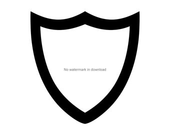 May include: A black shield shape with a thick outline.