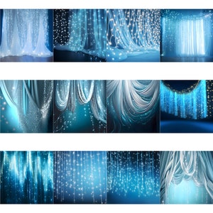Sparkling Blue Lights Backdrop Collection - High Resolution Digital Files Set 1