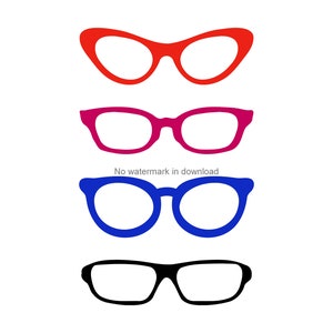 Glasses Svg Cut File, Glasses Clipart Download, Glasses Cutting Image, Glasses Digital Clip Art
