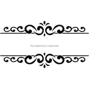 May include: A black and white decorative border with a swirling design. The border is made up of two rows of repeating patterns.