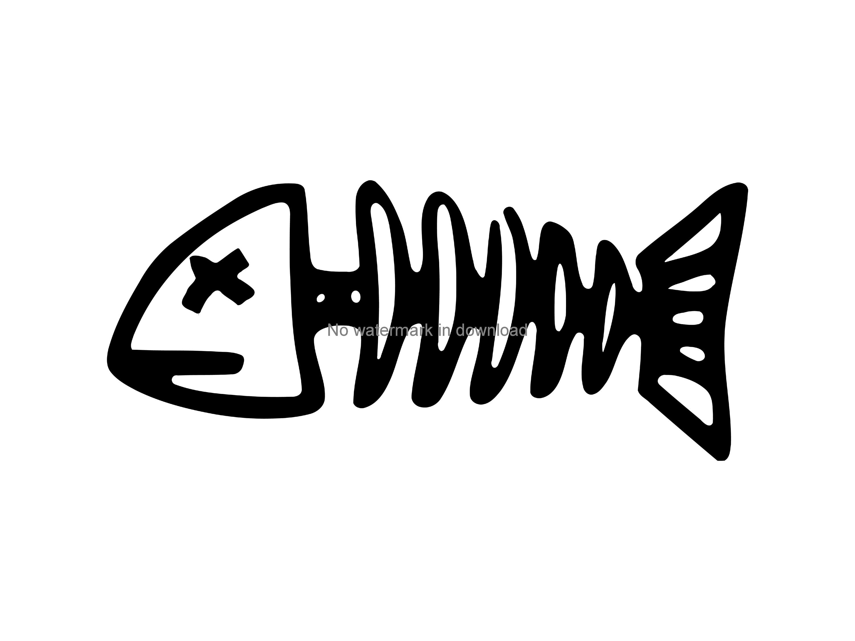 Fish Skeleton SVG: Bones Clipart, T-Shirt Design (Digital Download)