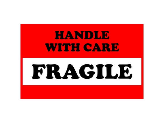 5 x 3 PLEASE HANDLE WITH CARE GLASS **THANK YOU** Fragile Labels