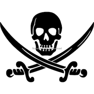 Skull and Swords SVG: Pirate Clipart Vector (Digital Download)