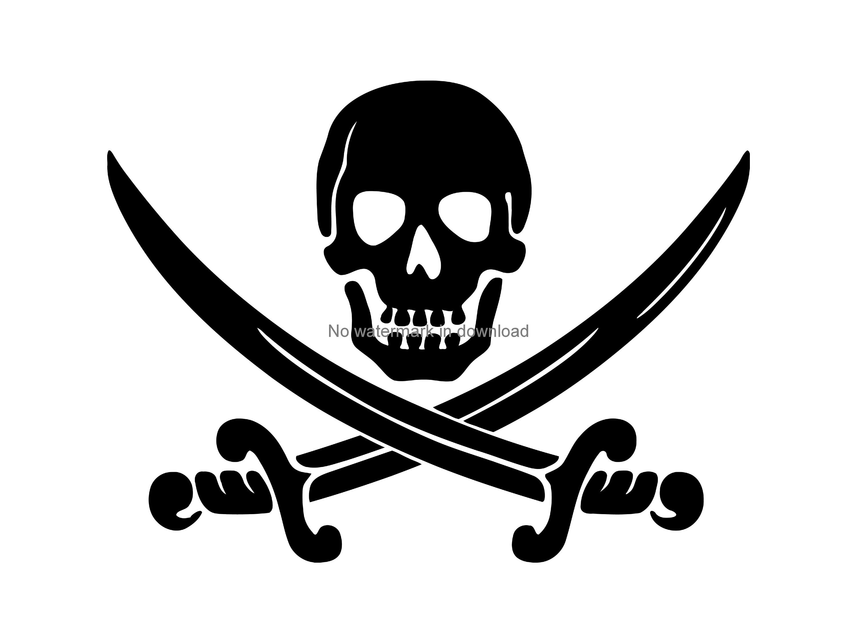 Skull and Swords SVG: Pirate Clipart Vector (Digital Download)