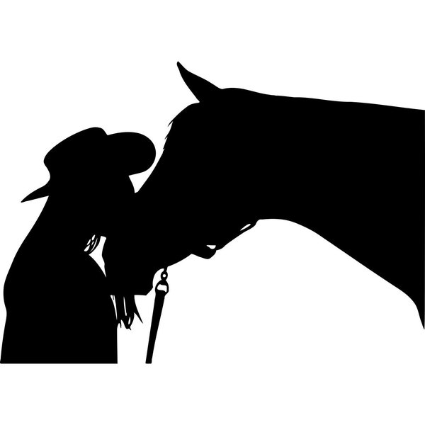 Dame en paard silhouet SVG: kussend paard clipart (digitale download)